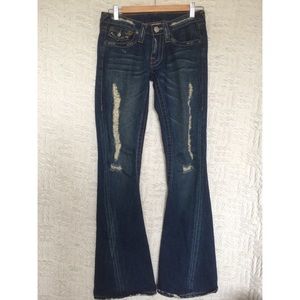 True Religion Joey Distressed Flare Jeans Size 26